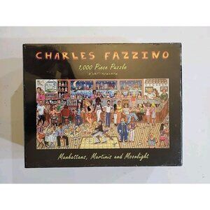 Charles Fazzino "Manhattans, Martinis and Moonlight" 1000 Piece Puzzle NEW RARE